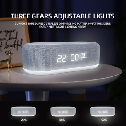 Draadloze Oplader Klok - LED Verlichting Wekker Temperatuur Draadloos Opladen Fast Charge Qi Universeel 15W - Wit