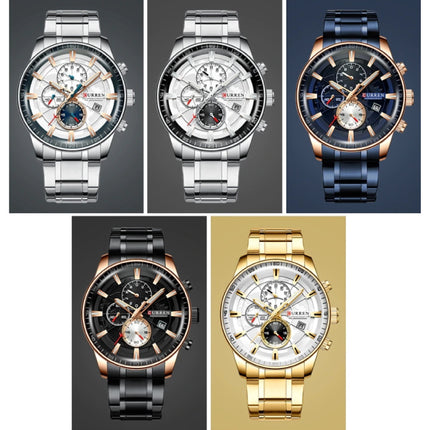 Staal Luxe Horloge - Bandje Analoog Kwarts Roestvrij Uurwerk voor Heren - Zilver-Goud