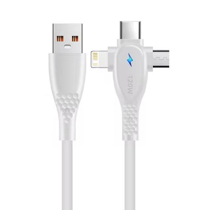 3 in 1 USB Oplaadkabel - iPhone Lightning / USB-C / Micro-USB - 1.5 Meter Oplader Data Kabel - Wit