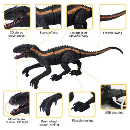 RC Dinosaurus (Indominus Rex) met Afstandsbediening - Bestuurbaar Speelgoed Dino Robot Zwart