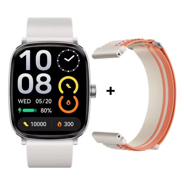 RS5 Smartwatch - 2.01'' AMOLED HD-Display - Hart-en Zuurstof-monitor - Sport Activity Tracker Horloge - Silicoon Bandje - Wit