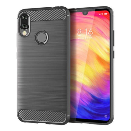 Xiaomi Redmi Note 8T Hoesje - Carbon Fiber Textuur Shockproof Case TPU Cover Grijs