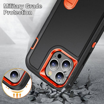 iPhone 11 Pro Max Armor Hoesje met Kickstand - Shockproof Cover Case Zwart Oranje