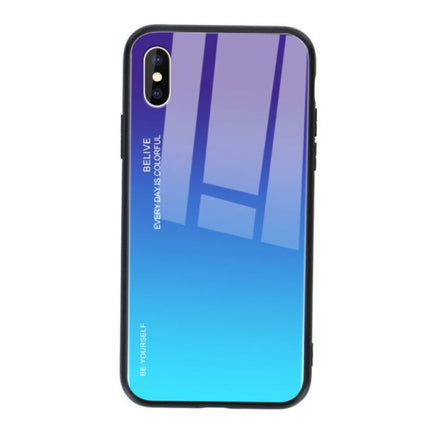 Xiaomi Redmi Note 10 Pro Max Gradient Hoesje - TPU en 9H Glas - Shockproof Glossy Case Cover Cas Blauw