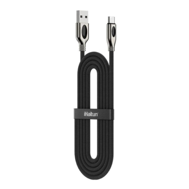 USB-C Oplaadkabel 1.2 Meter Quick Charge 4.0 Gevlochten Nylon Oplader Data Kabel Android  Zwart