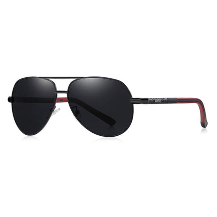 Vintage Shades Zonnebril - Roestvrij Staal Legering Pilotenbril met UV400 en Polarisatie Filter voor Mannen - Zwart