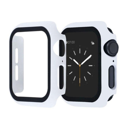 Full Cover voor iWatch Series 42mm - Hoesje en Screen Protector - Tempered Glass Hard Case TPU Wit