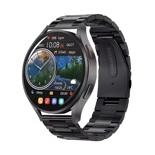 Universe Watch 6 Smartwatch - Staal Bandje - 1,40" Display - Hartslag Zuurstof Sport Tracker Horloge - Zwart