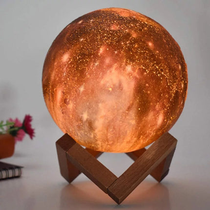 3D RGB Sterren Maan Galaxy Lamp 20cm met Afstandsbediening - Sfeerlamp Tafellamp Sterrenhemel Projector