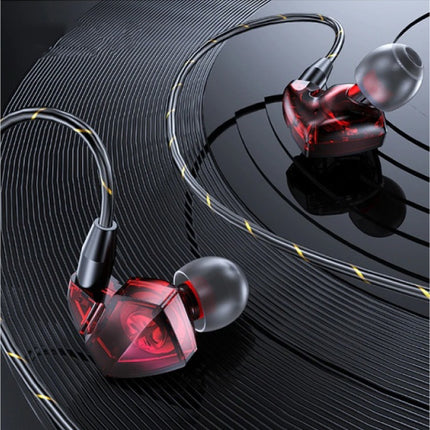 T06 Oordopjes met Microfoon en Muziek Beheer - 3.5mm AUX Oortjes Wired Earphones Oortelefoon Volumebeheer Rood