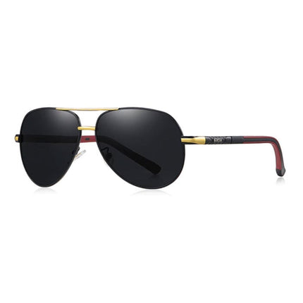 Vintage Shades Zonnebril - Roestvrij Staal Legering Pilotenbril met UV400 en Polarisatie Filter voor Mannen - Zwart-Goud