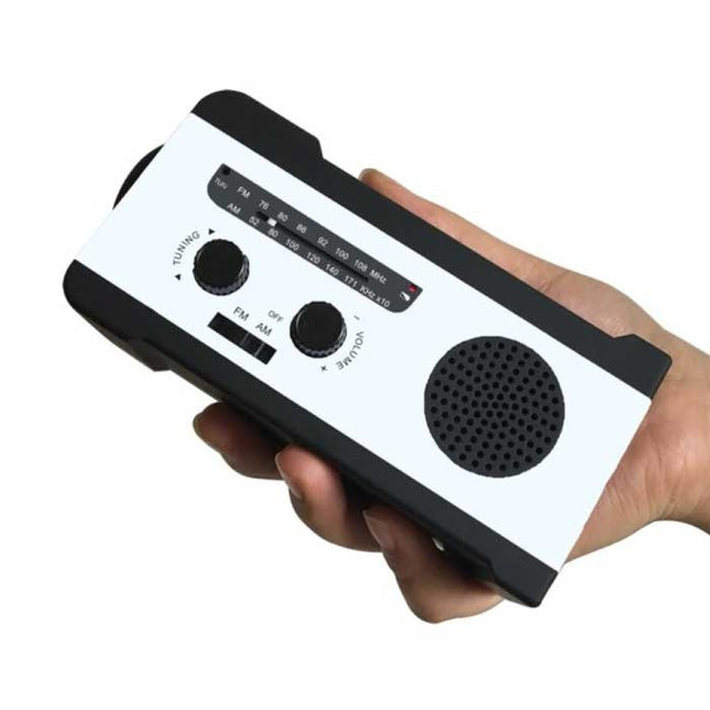 2000mAh Radio Powerbank op Zonne-energie met Dynamo - Ingebouwde Zaklamp - FM/AM Externe Noodaccu Batterij Oplader Charger Rood