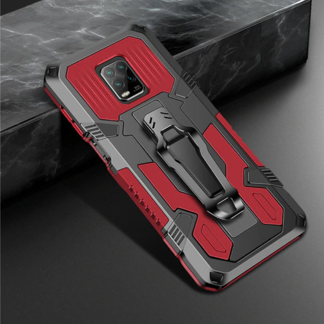 Xiaomi Redmi Note 6 Pro Hoesje  - Magnetisch Shockproof Case Cover Cas TPU Rood + Kickstand