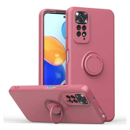 Xiaomi Mi 12 Lite Hoesje met Ring Kickstand en Magneet - Schokbestendig Cover Case Lichtrood