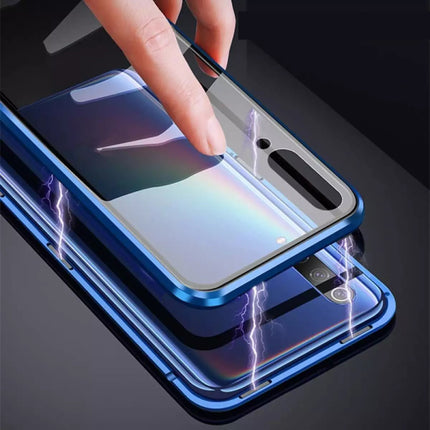 Samsung Galaxy A50 Magnetisch 360° Hoesje met Tempered Glass - Full Body Cover Hoesje + Screenprotector Blauw
