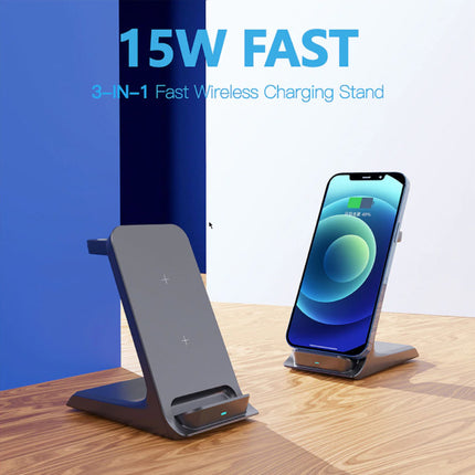 3 in 1 Oplaadstation - Compatibel met Apple iPhone / iWatch / AirPods -  Charging Dock 15W Wireless Pad Wit 