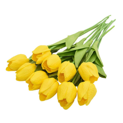 Kunst Boeket - Tulpen Zijden Bloemen Tulp Luxe Boeketten Decor Ornament Geel