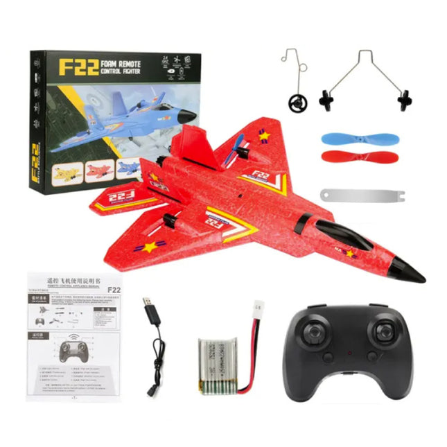 F22 Raptor RC Jet Glider met Afstandsbediening - Bestuurbaar Speelgoed Model Zweef Vliegtuig - Rood