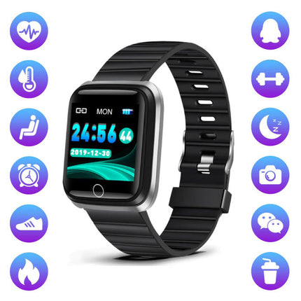 Fashion Sports Smartwatch Fitness Sport Activity Tracker Smartphone Horloge iOS Android iPhone Samsung Huawei Zilver Zwart TPU