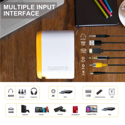 Q11 Mini Projector - 200 ANSI Lumen - 720p - Screen Mirroring Beamer Home Media Speler - Zwart
