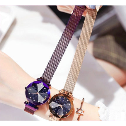 Starry Night Horloge Dames - Luxe Anoloog Kwarts Uurwerk voor Vrouwen Blauw
