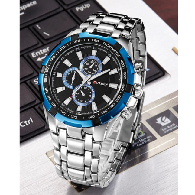 Staal Horloge voor Heren - Leren Bandje Anoloog Luxe Uurwerk voor Mannen Kwarts