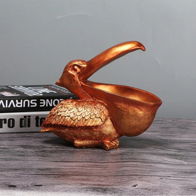 Pelikaan Beeld Sleutelhouder - Decor Miniatuur Ornament Hars Sculptuur Bureau Goud