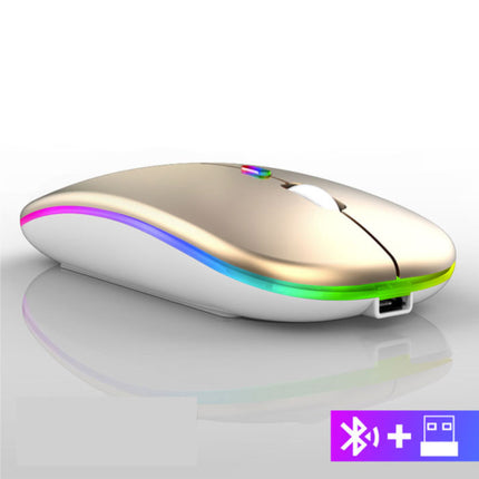 Draadloze RGB Muis - 2.4GHz / 1600DPI / Optisch / Ergonomisch / Tweehandig - Goud