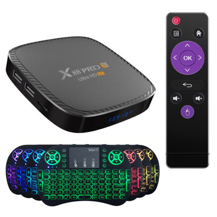X88S TV Box Mediaspeler Android 10 met Draadloos RGB Toetsenbord - Bluetooth 5.0 - Kodi - 6K - 4GB RAM - 128GB Opslagruimte