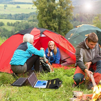 Solar Oplader met 9 Zonnepanelen 60W voor Laptops -2 Oplaadpoorten / 10-in-1 Laptop Lader op Zonne-energie 