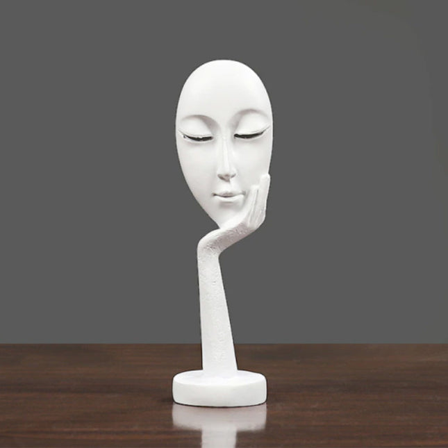 Denker Sculptuur Abstract Beeld - Decor Standbeeld Ornament Hars Tuin Bureau Wit