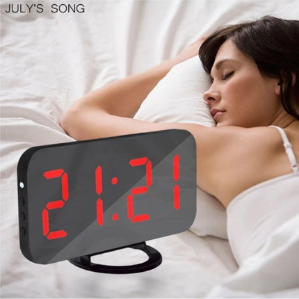 Multifunctionele Digitale LED Klok - Wekker Spiegel Alarm  Snooze Helderheid Aanpassing Rood