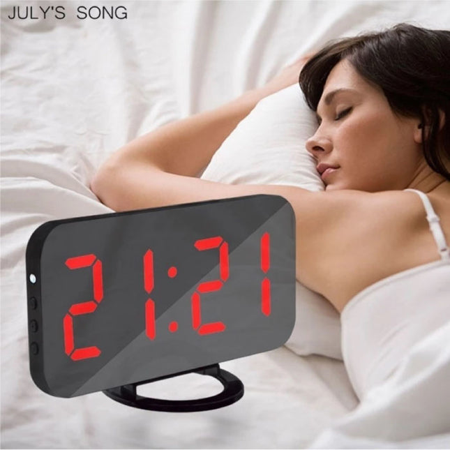 Multifunctionele Digitale LED Klok - Wekker Spiegel Alarm  Snooze Helderheid Aanpassing Rood