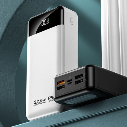 100.000mAh Powerbank met 4 Oplaadpoorten en 3 Kabels - 22.5W Power Delivery - Ingebouwde Zaklamp - Externe Accu Batterij Oplader Zwart