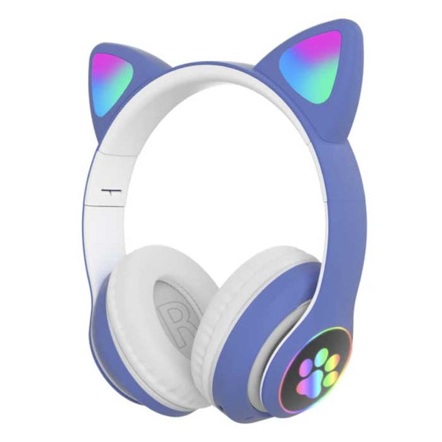 Draadloze Koptelefoon met Kattenoren - Kitty Headset Wireless Headphones Stereo Blauw