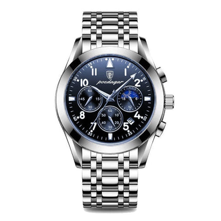 Roestvrij Staal Horloge voor Heren - Lichtgevend Luxe Uurwerk Waterdicht Kwarts Zilver