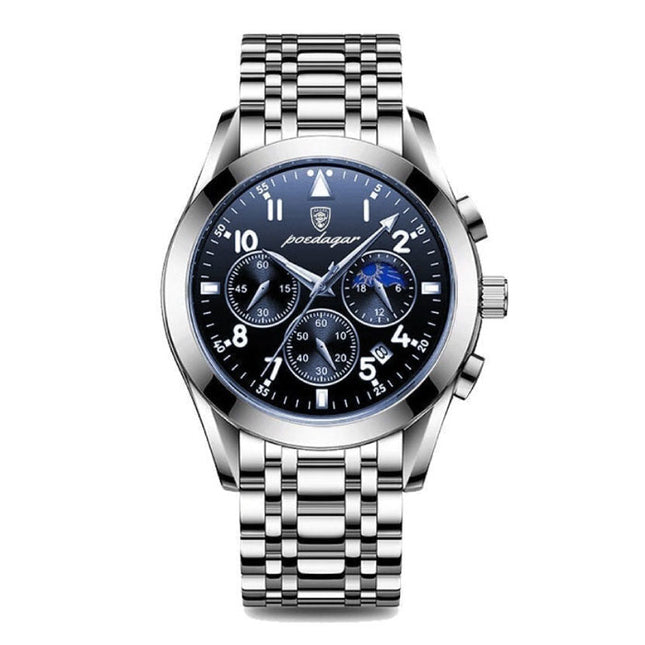 Roestvrij Staal Horloge voor Heren - Lichtgevend Luxe Uurwerk Waterdicht Kwarts Zilver