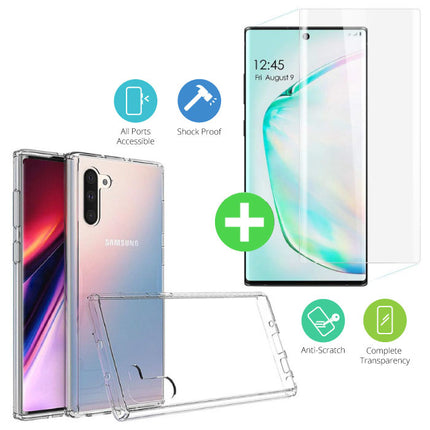 Samsung Galaxy Note 10 Transparant TPU Hoesje + Screen Protector Tempered Glass