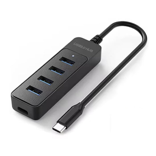 4 in 1 USB 3.0 Hub voor USB-C - Splitter Data Overdracht Oplader - Zwart