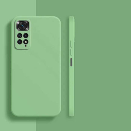 Xiaomi Redmi Note 11S 4G Square Silicone Hoesje - Zachte Matte Case Liquid Cover Groen