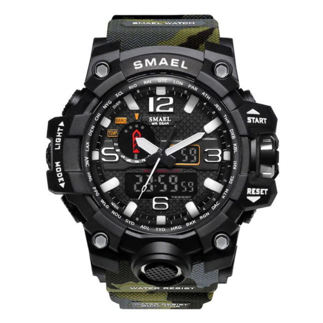  Militair Duik Horloge voor Heren - Rubber Bandje Kwarts Uurwerk Analoog Digitaal voor Mannen Kaki Camo