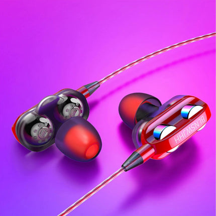 Dual Driver Oordopjes AUX 3.5mm - Oortjes Wired Earphones Oortelefoon Rood