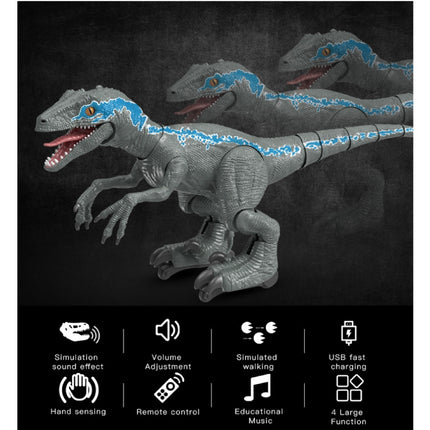XL RC Velociraptor Dinosaurus met Afstandsbediening - Bestuurbaar Speelgoed Robot Raptor Blauw-Grijs