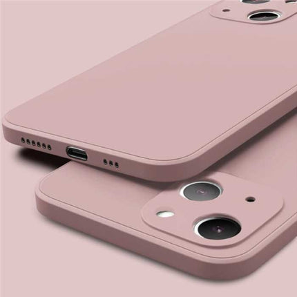 iPhone 13 Mini Square Silicone Hoesje - Zachte Matte Case Liquid Cover Roze