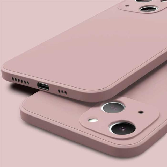iPhone 13 Mini Square Silicone Hoesje - Zachte Matte Case Liquid Cover Roze