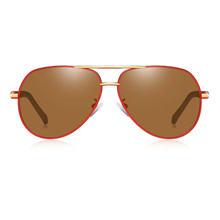 Vintage Shades Zonnebril - Roestvrij Staal Legering Pilotenbril met UV400 en Polarisatie Filter voor Mannen - Bruin