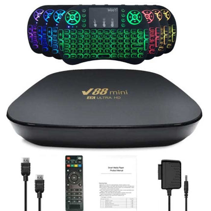 V88 Mini 8K TV Box Mediaspeler Android Kodi - 8GB RAM - 128GB Opslagruimte
