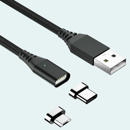 USB 2.0 - iPhone Lightning Magnetische Oplaadkabel 1 Meter Gevlochten Nylon Oplader Data Kabel Data Android  Zwart