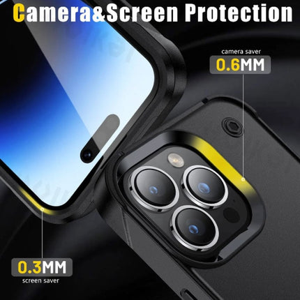 iPhone 16 Plus Armor Hoesje met Kickstand - Shockproof Cover Case - Lichtblauw