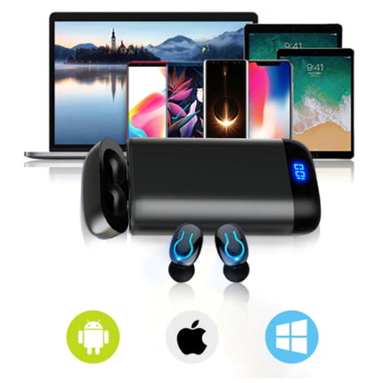Q66 TWS Wireless Smart Touch Control Oortjes Bluetooth 5.0 In-Ear Wireless Buds Koptelefoon Oordopjes 6000 mAh Powerbank Zwart